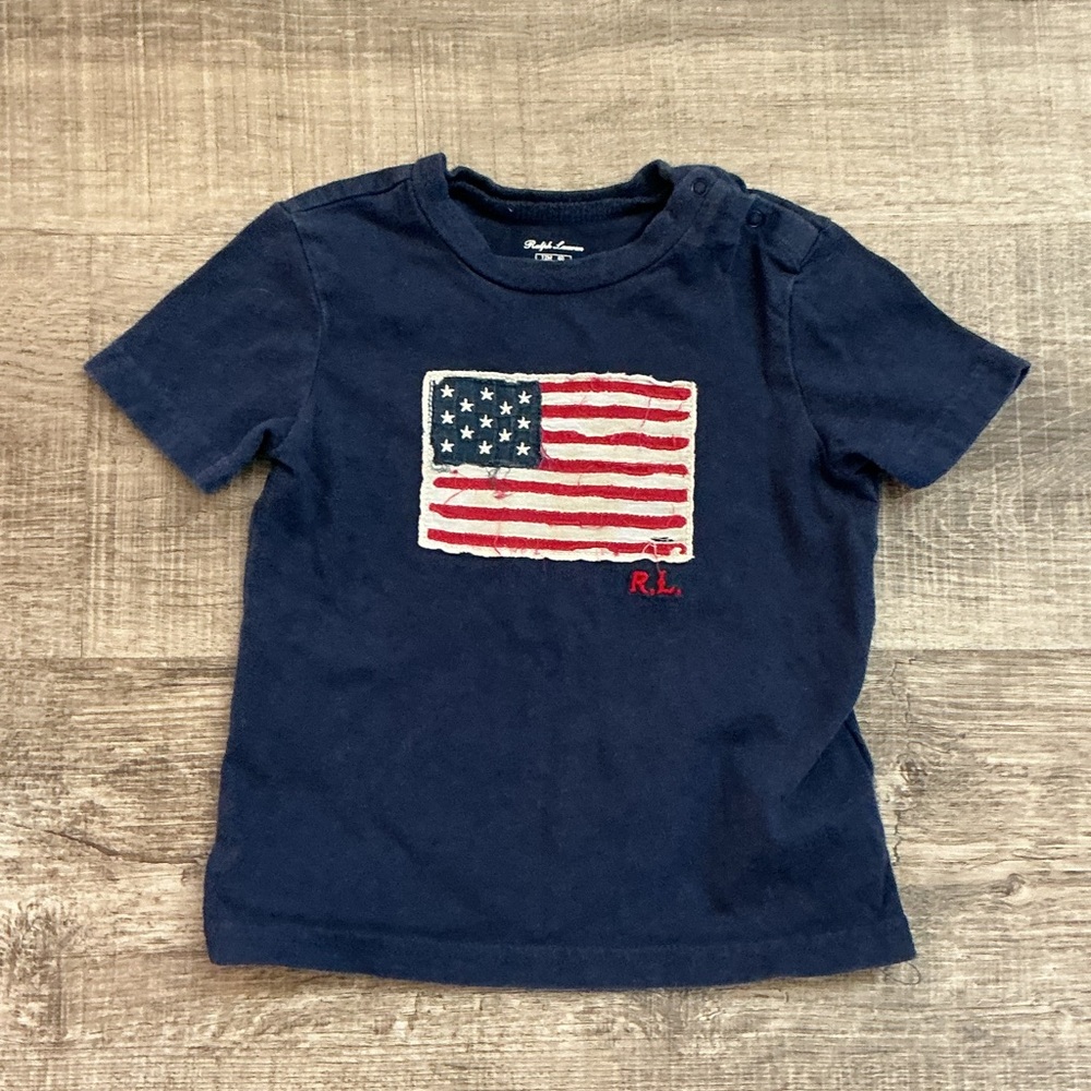 Ralph Lauren Toddler Navy Short Sleeve Flag Tee 12 months